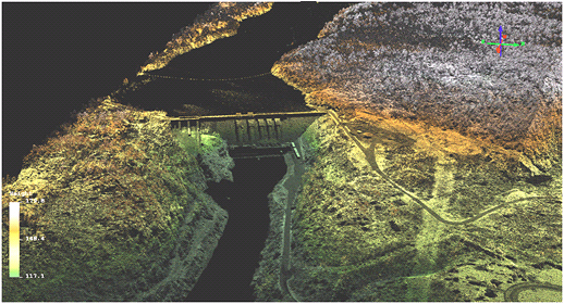 Airborne LiDAR Image of hydroelectric dam.